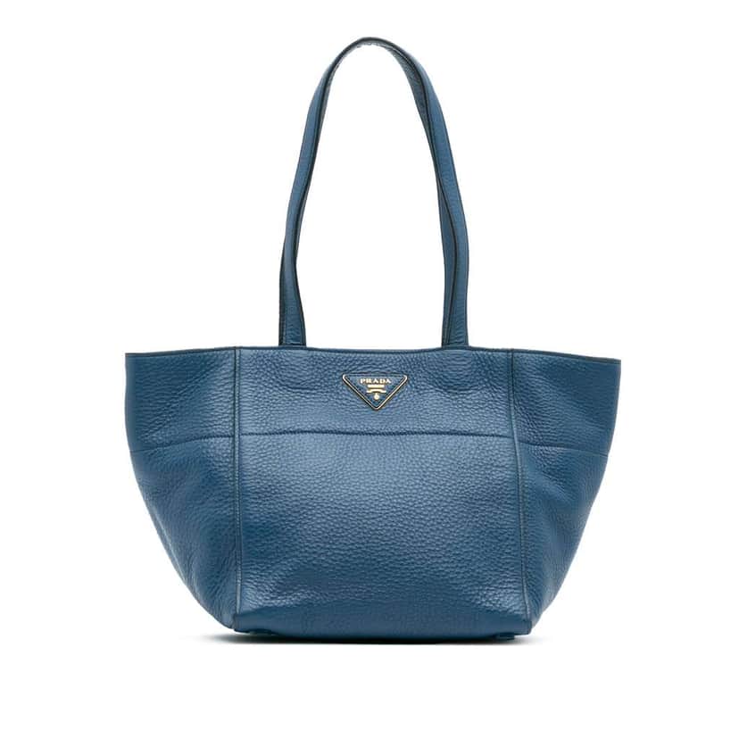 Prada Vitello Daino Tote Blue Leather Good condition - Front View