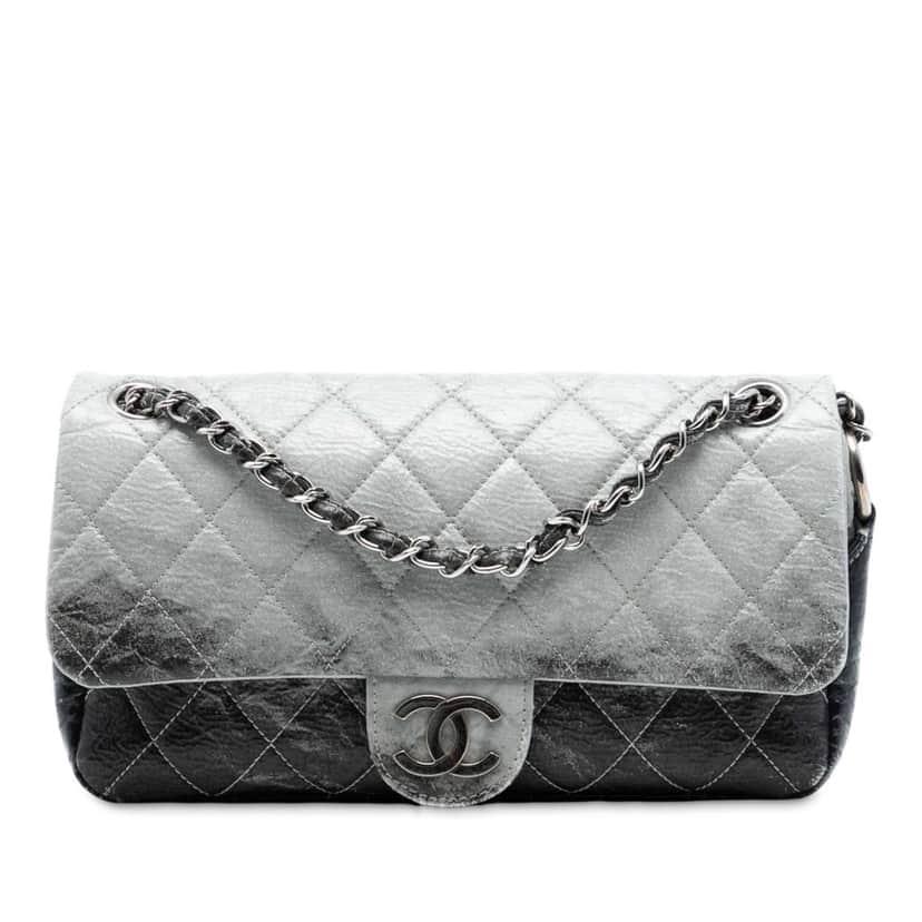 Chanel Small CC Quilted Vinyl Melrose Degrade Flap Grey Good condition - Front View
