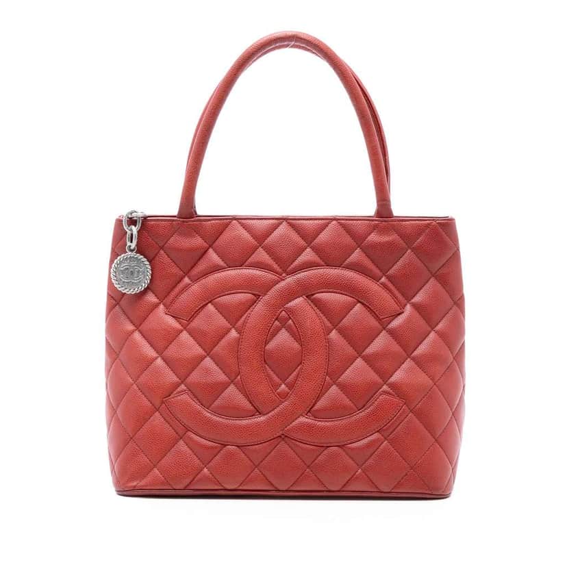 Chanel Caviar Medallion Tote Red Leather Very good condition - Front View