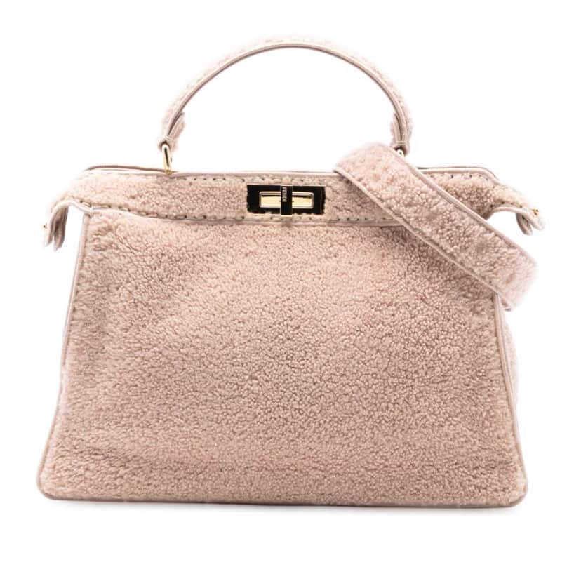 Fendi Large Shearling Peekaboo ISeeU Satchel Pink Very good condition - Front View