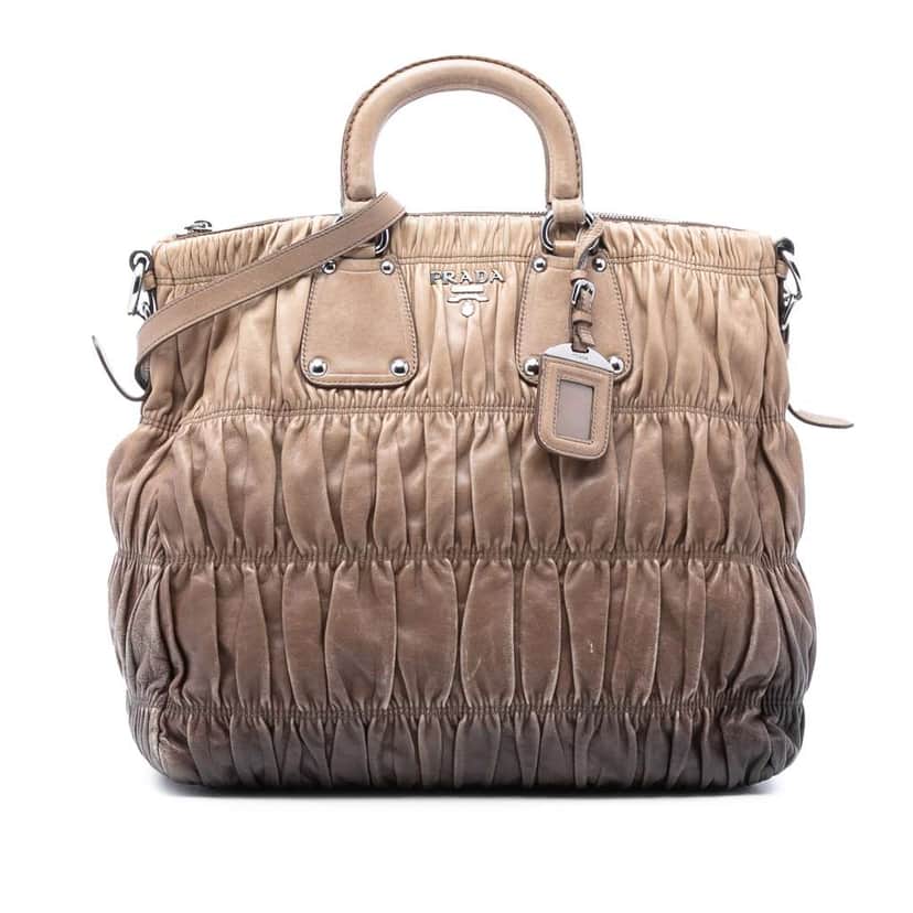 Prada Nappa Gaufre Ombre Satchel Brown Leather Good condition - Front View