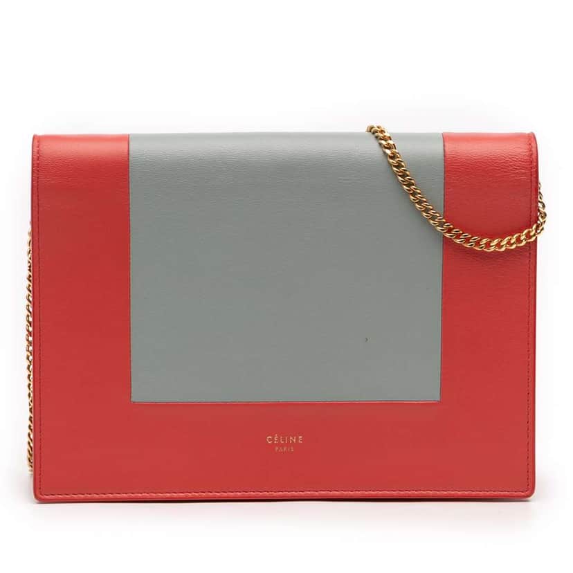 Celine Leather Frame Wallet on Chain Red Leather Very good condition - Front View