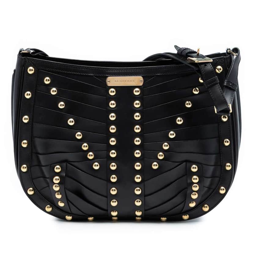 Burberry Studded Leather Shoulder Bag Black Leather Good condition - Front View