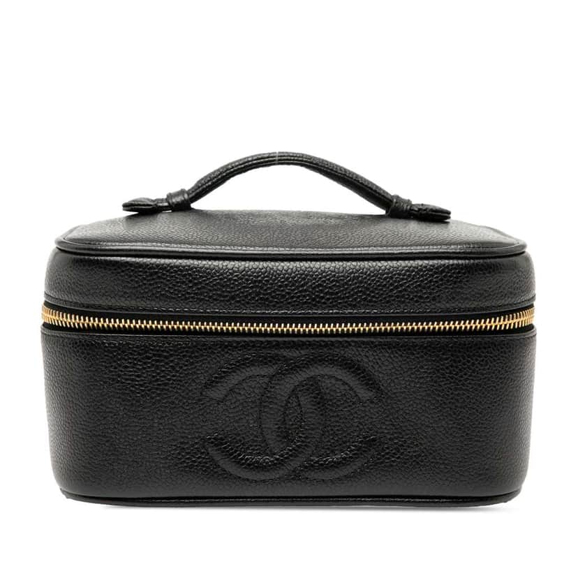 Chanel CC Caviar Vanity Bag Black Leather Good condition - Front View
