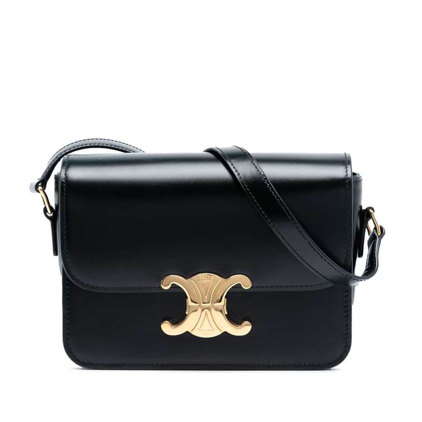 Celine Teen Shiny Calfskin Triomphe Crossbody Black Leather Good condition - Front View