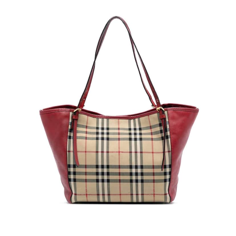 Burberry Small Haymarket Check Canvas and Leather Canterbury Tote Brown Canvas Very good condition - Front View