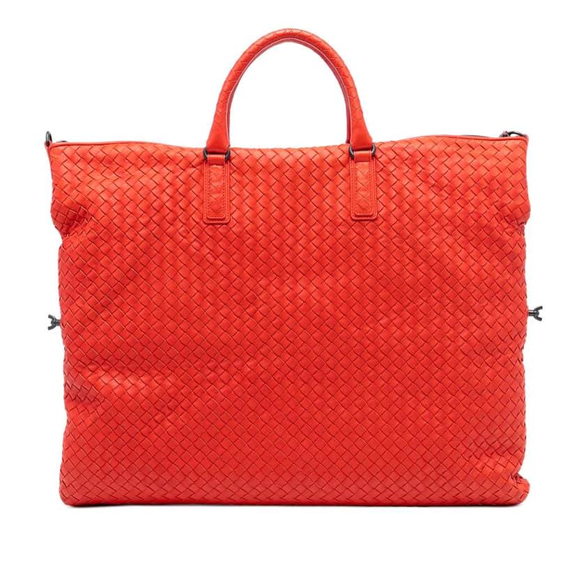 Bottega Veneta Maxi Nappa Intrecciato Convertible Tote Red Leather Very good condition - Front View
