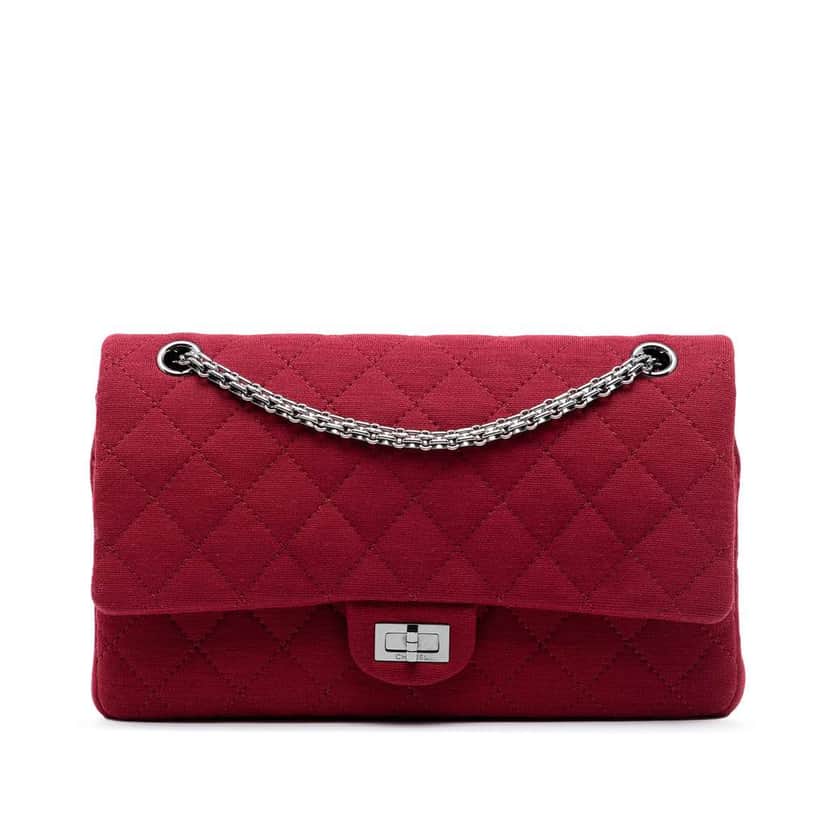 Chanel Reissue 2.55 Quilted Jersey Double Flap 226 Red Cotton Good condition - Front View