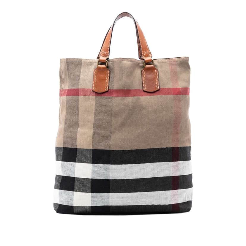 Burberry Mega Check Canvas Tottenham Brit Satchel Brown Canvas Good condition - Front View