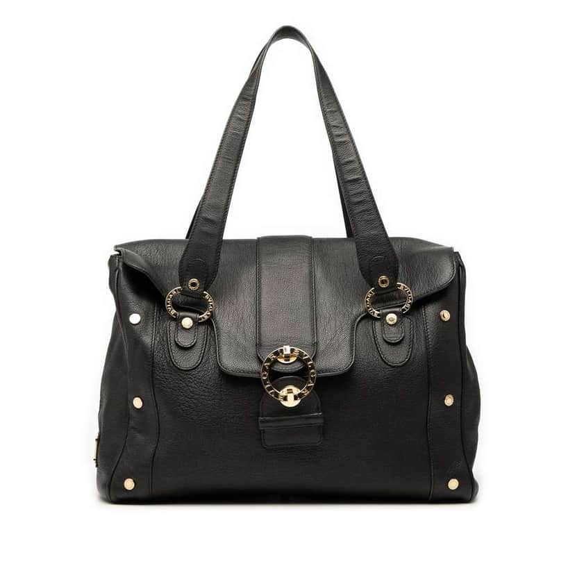Bvlgari Leather Tote Black Leather Good condition - Front View