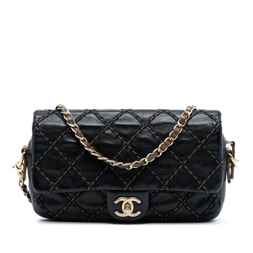 Chanel Small Paris Dallas Quilted Calfskin Chic Stitch Flap Black Leather Good condition - Front View