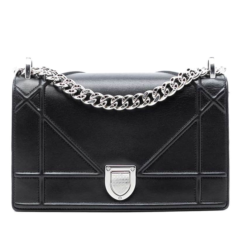 Dior Small Lambskin Diorama Flap Black Leather Good condition - Front View