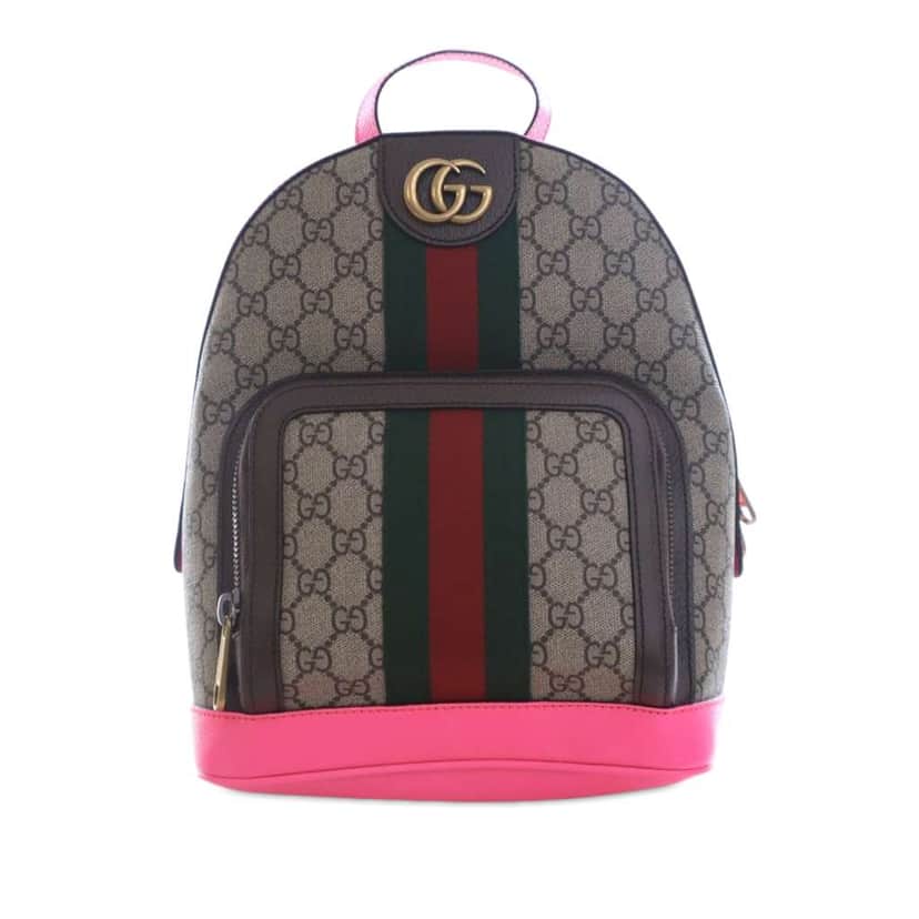 Gucci Small GG Supreme Ophidia Web Backpack Brown Canvas Good condition - Front View