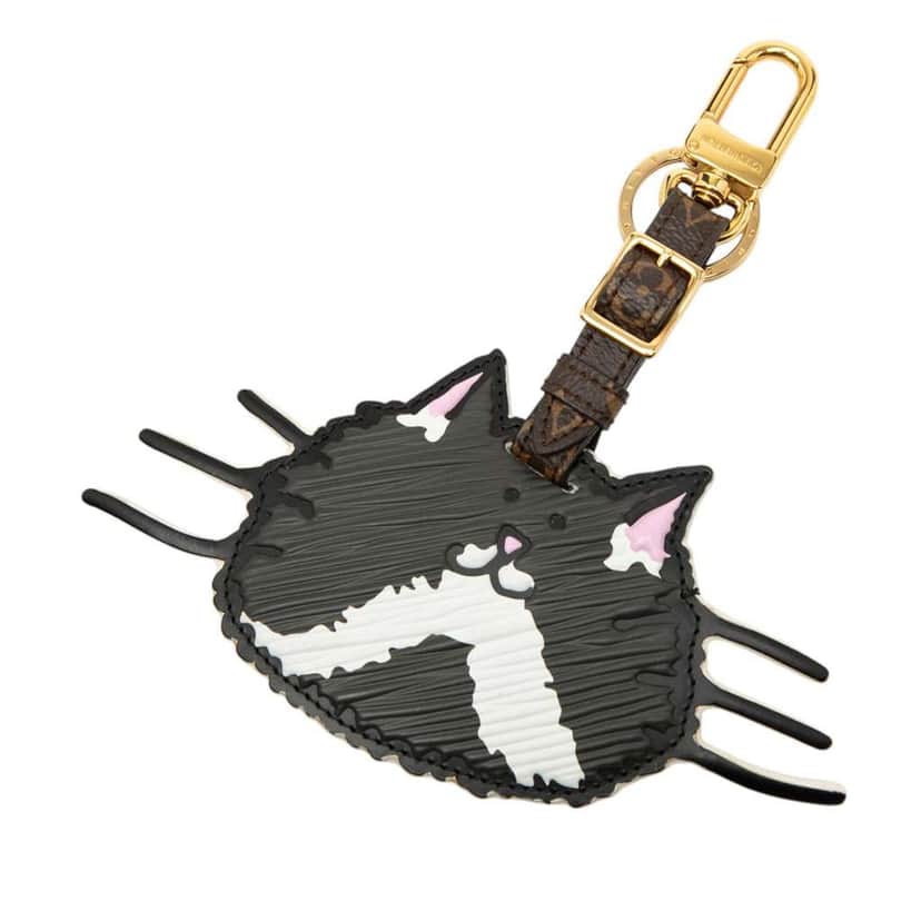 Louis Vuitton Limited Edition Grace Coddington Epi and Monogram Catogram Key Holder and Bag Charm Black Leather Good condition - Front View
