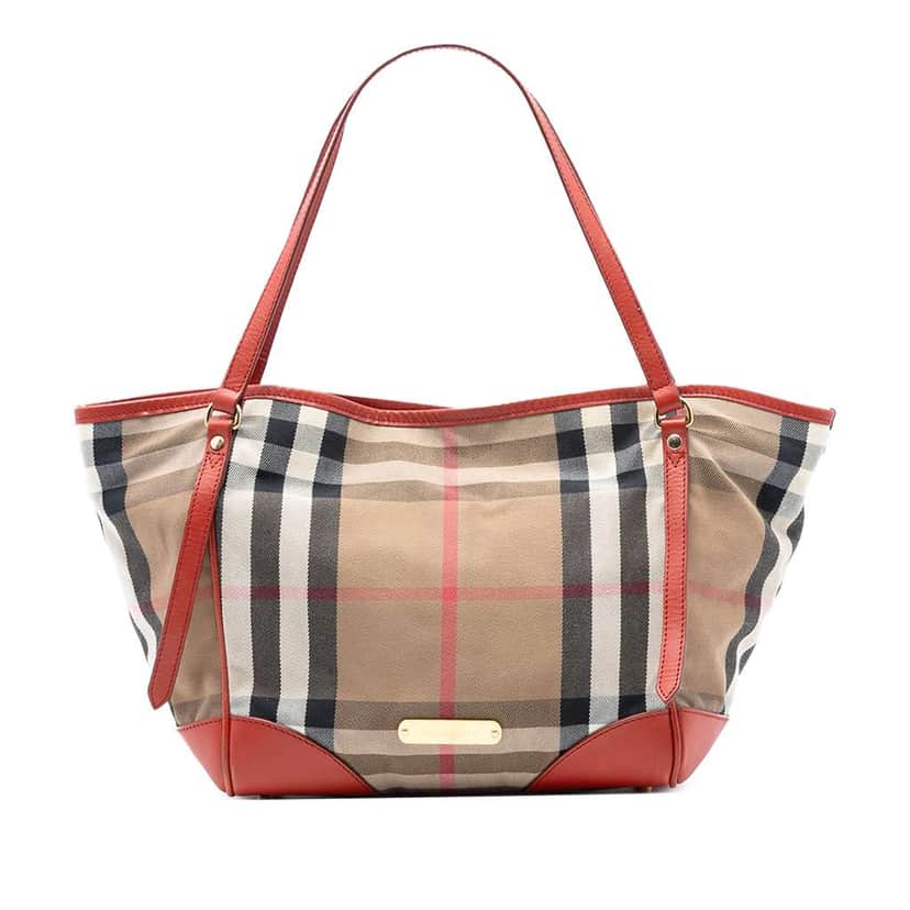 Burberry Small House Check Canvas Canterbury Tote Brown Canvas Good condition - Front View