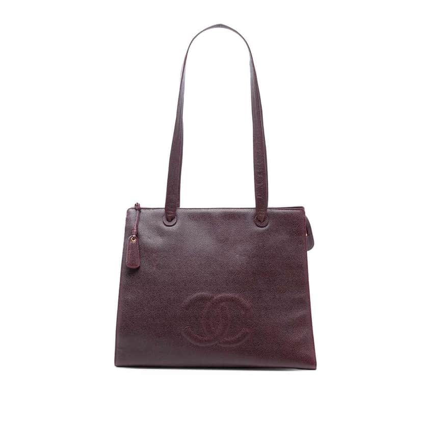 Chanel CC Caviar Tote Red Leather Good condition - Front View