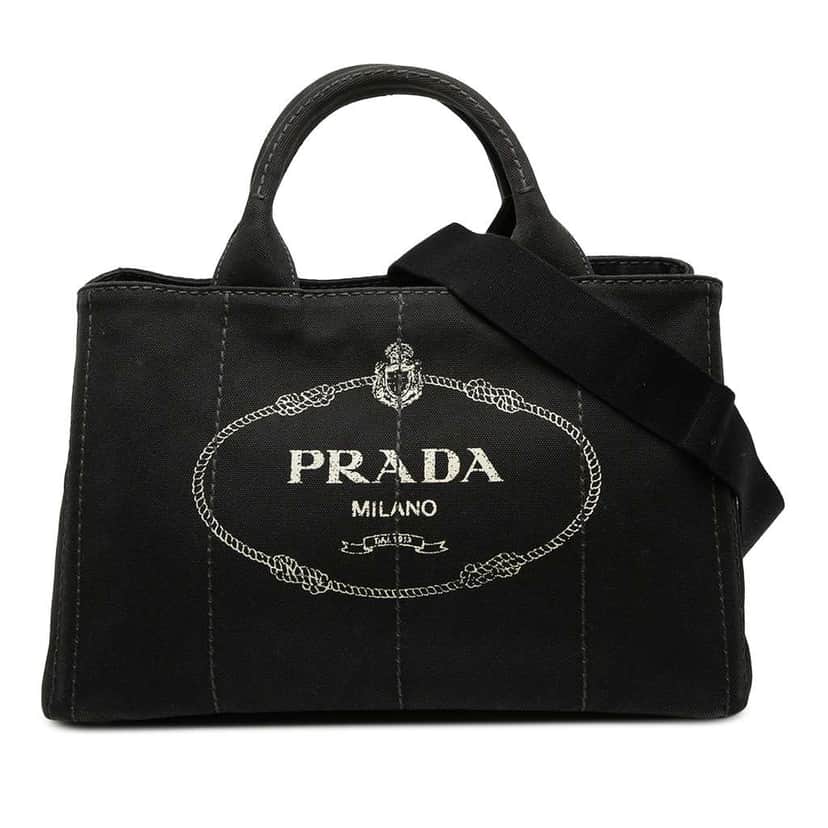 Prada Canvas Canapa Logo Satchel Black Canvas Good condition - Front View