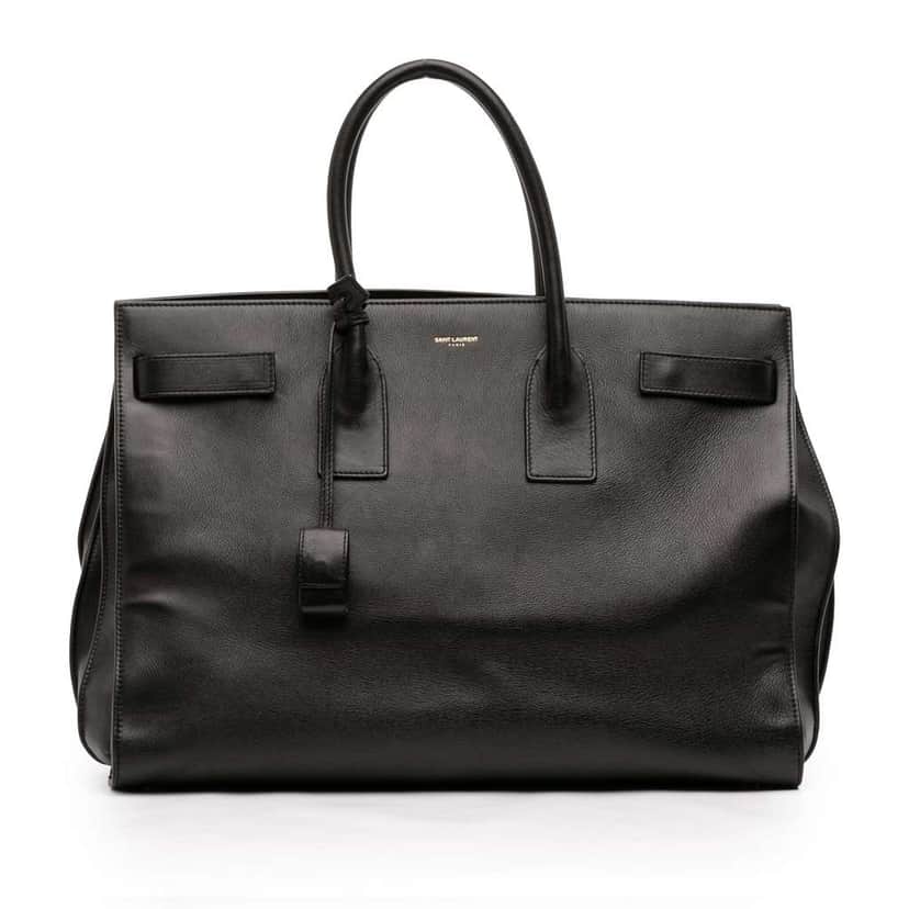 Saint Laurent Large Leather Sac De Jour Satchel Black Leather Good condition - Front View