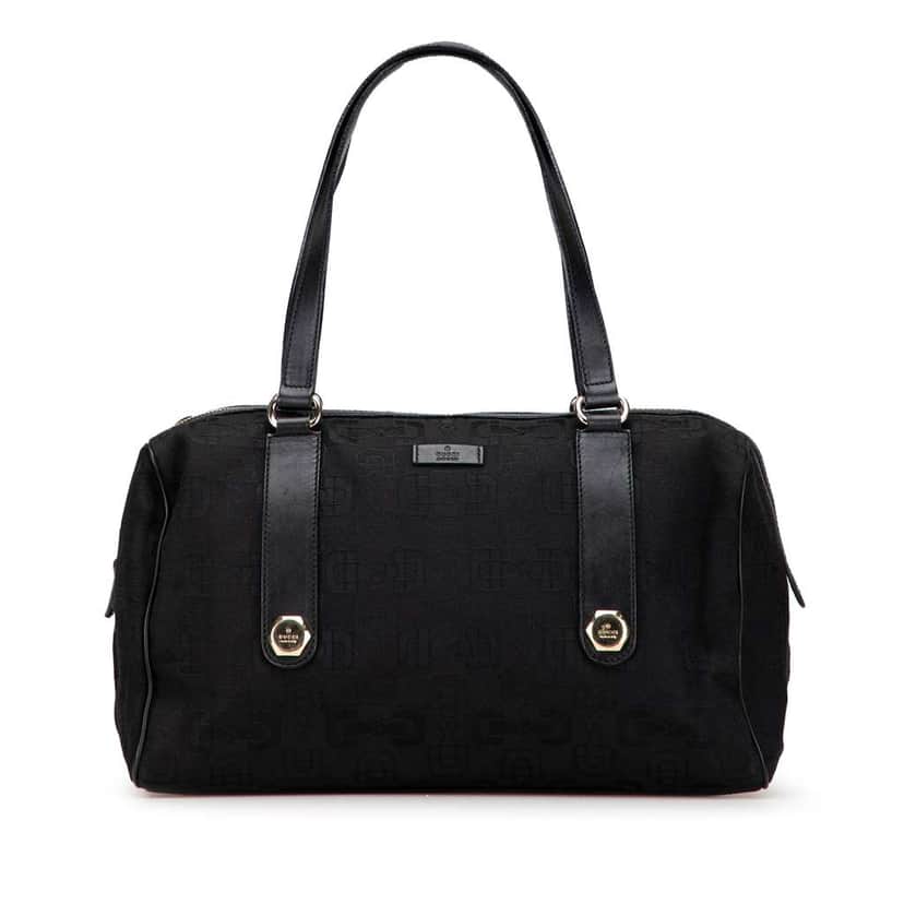 Gucci Canvas Horsebit Charmy Boston Bag Black Canvas Good condition - Front View