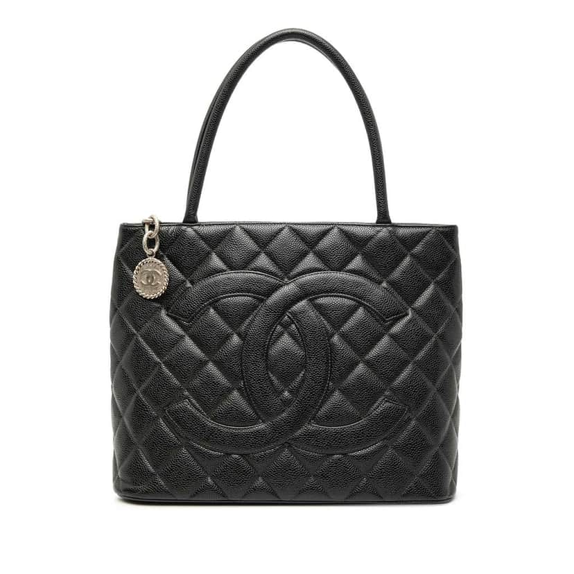 Chanel Caviar Medallion Tote Black Leather Good condition - Front View