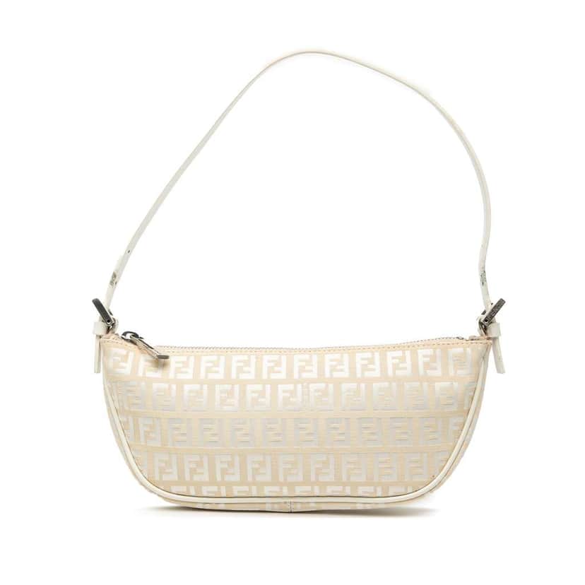 Fendi Zucchino Canvas Shoulder Bag Brown Canvas Good condition - Front View
