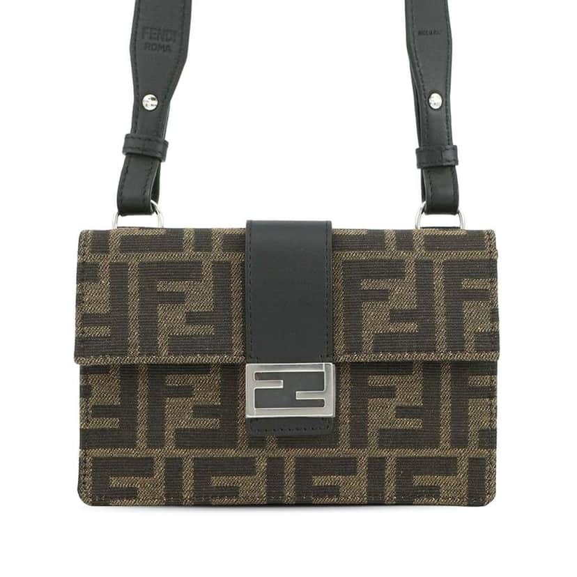 Fendi Zucca Canvas Convertible Baguette Pouch Brown Canvas Good condition - Front View