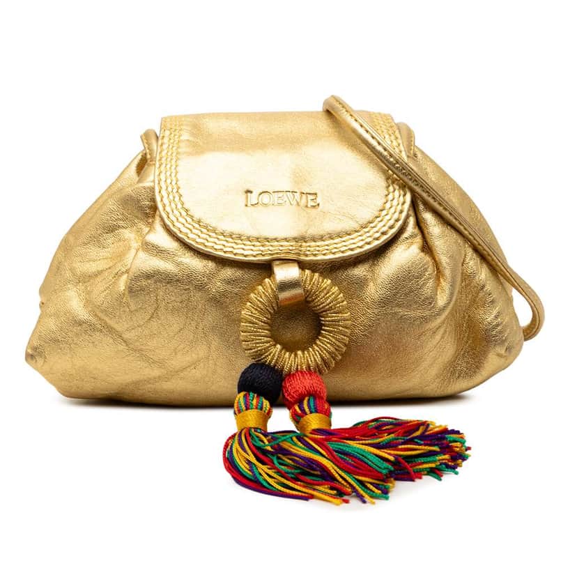 Loewe Mini Nappa Tassel Crossbody Gold Leather Good condition - Front View