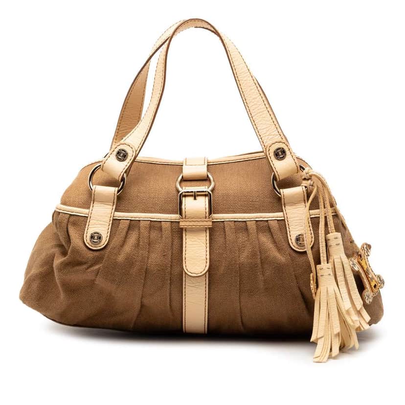 Celine Canvas Boogie Tassel Tote Brown Canvas Good condition - Front View