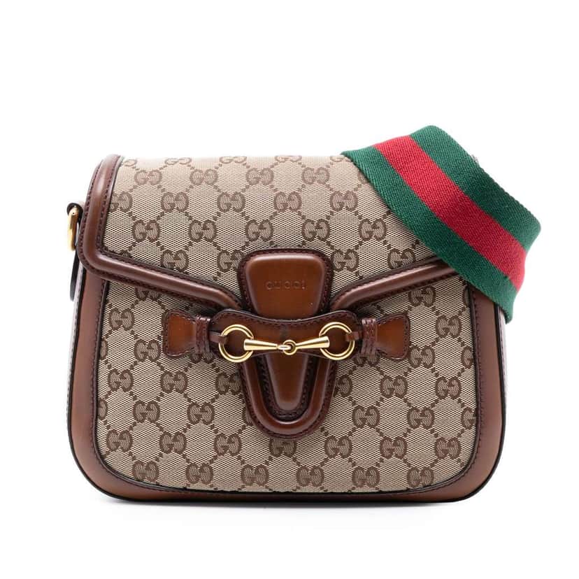 Gucci Medium GG Canvas Lady Web Crossbody Brown Canvas Good condition - Front View