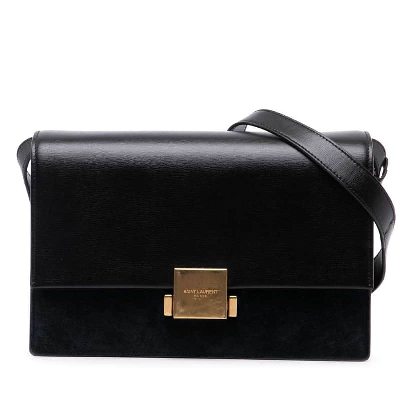 Saint Laurent Medium Calfskin and Suede Bellechasse Bag Black Leather Good condition - Front View