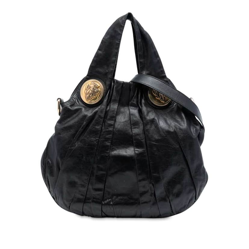 Gucci Medium Guccissima Hysteria Satchel Black Leather Good condition - Front View