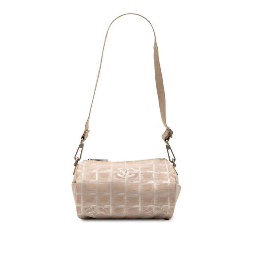 Chanel New Travel Line Nylon Barrel Shoulder Bag Brown Good condition - Front View