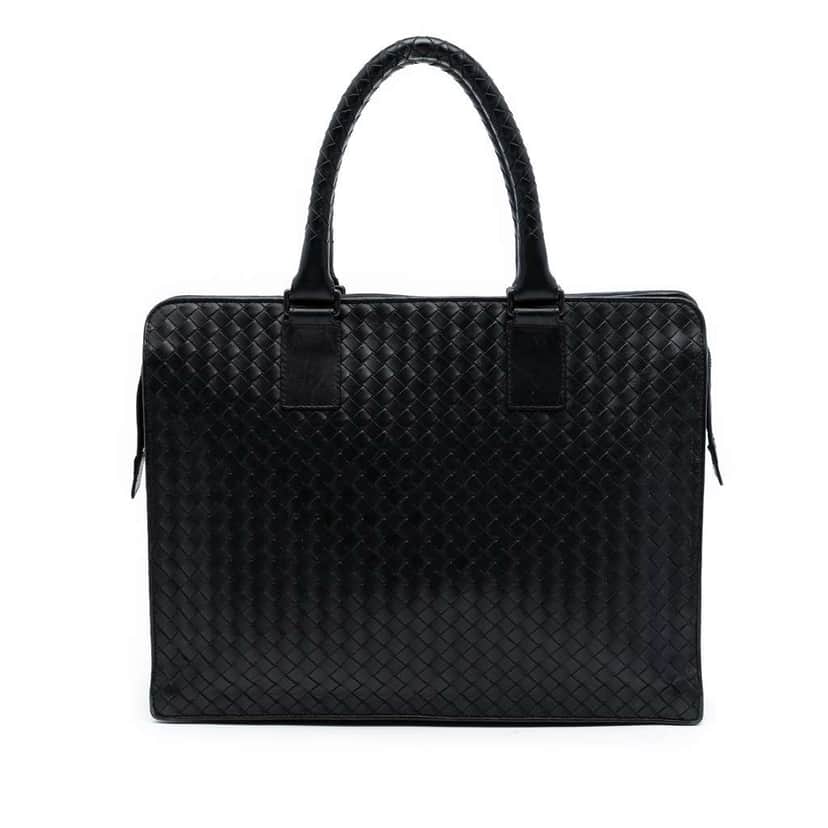 Bottega Veneta Nappa Intrecciato Business Bag Black Leather Good condition - Front View