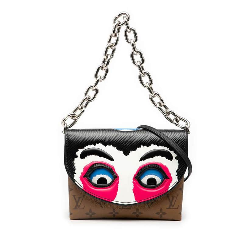 Louis Vuitton Monogram Reverse and Epi Printed Kabuki Masks Pochette Brown Good condition - Front View