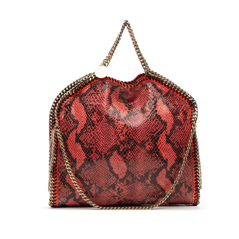 Stella Mccartney Faux Snakeskin Falabella Fold Over Satchel Orange Polyester Good condition - Front View