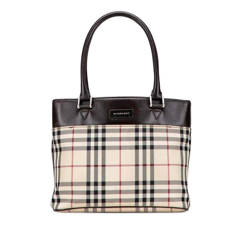 Burberry House Check Canvas Handbag Brown Canvas Good condition - Front View