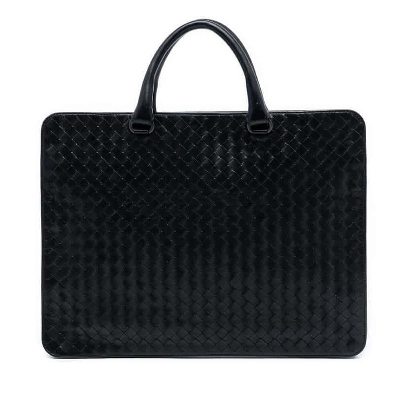 Bottega Veneta Nappa Intrecciato Business Bag Black Leather Good condition - Front View