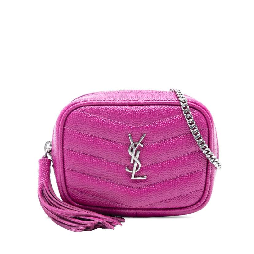 Saint Laurent Baby Matelasse Grain De Poudre Monogram Lou Camera Bag Pink Leather Very good condition - Front View
