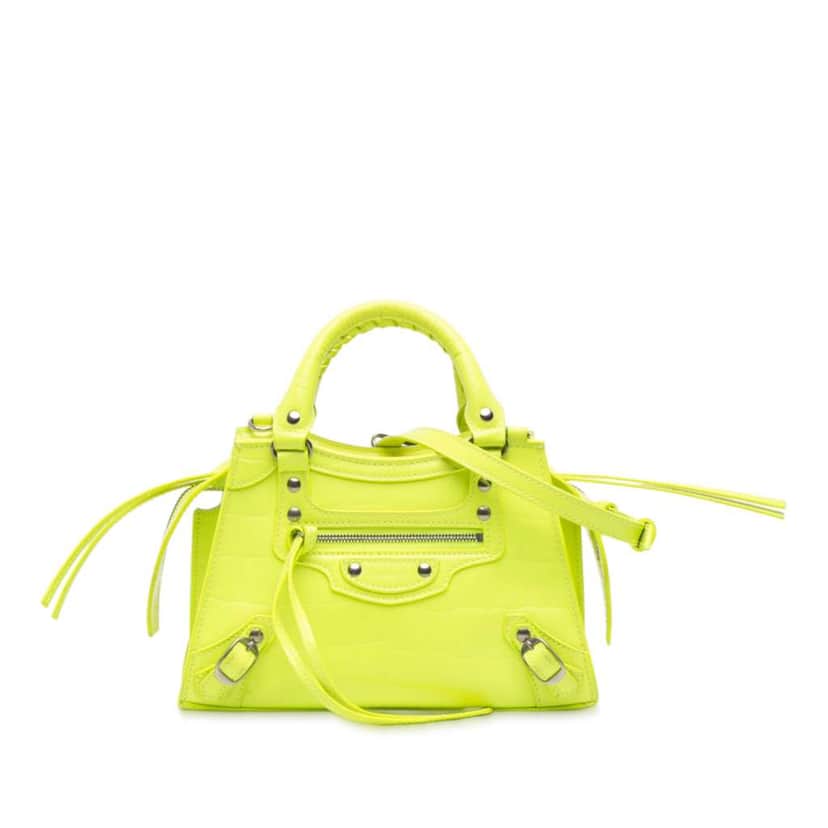 Balenciaga Mini Croc Embossed Calfskin Neo Classic City Yellow Leather Good condition - Front View