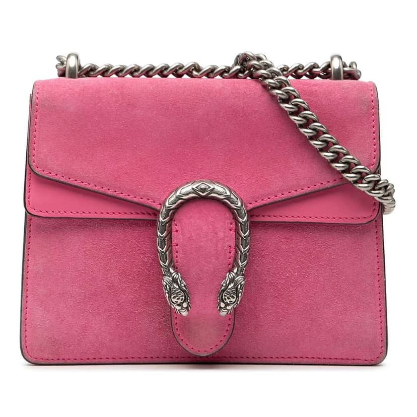 Gucci Small Suede Dionysus Crossbody Pink Leather Very good condition - Front View