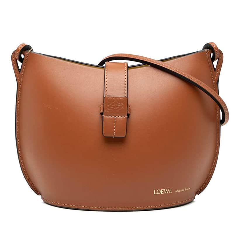 Loewe Leather Molded Bucket Bag Brown Leather Very good condition - Front View