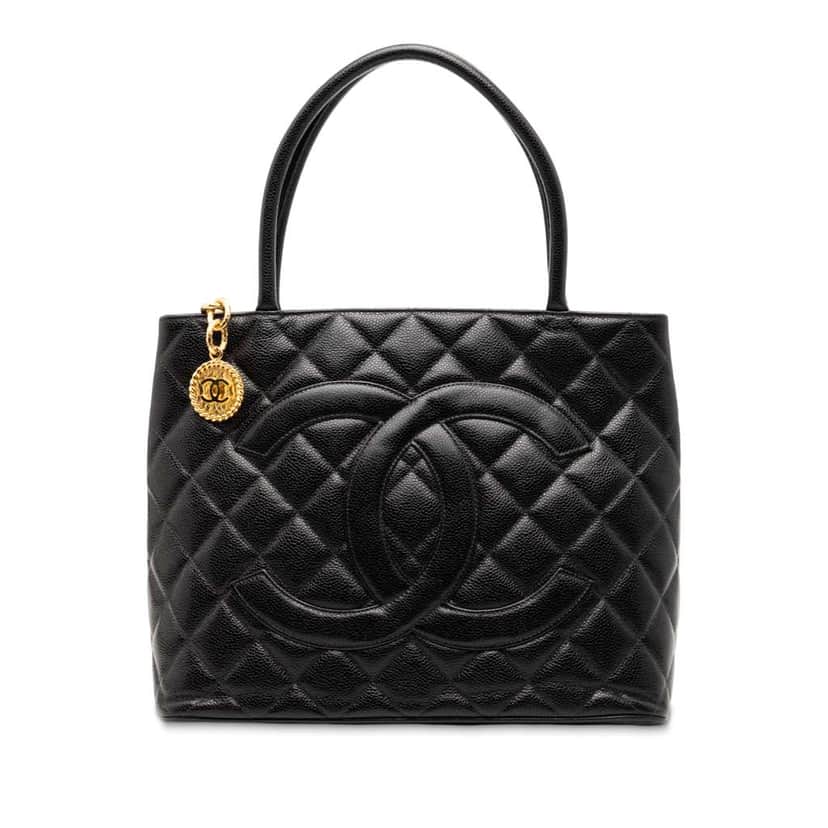 Chanel Caviar Medallion Tote Black Leather Good condition - Front View