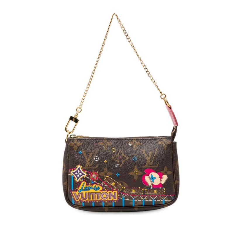Louis Vuitton Monogram Vivienne Christmas Roller Coaster Mini Pochette Accessoires Brown Good condition - Front View