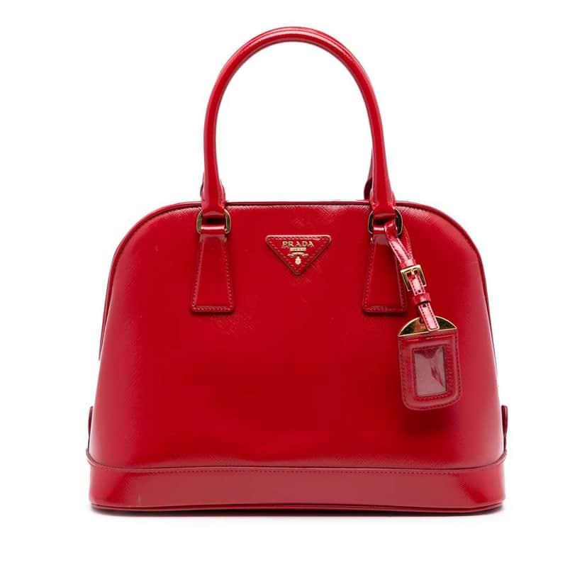 Prada Medium Saffiano Vernice Open Promenade Satchel Red Leather Good condition - Front View