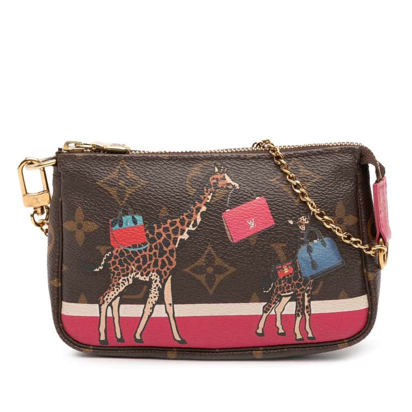 Louis Vuitton Monogram Giraffe Christmas Mini Pochette Accessoires Brown Good condition - Front View