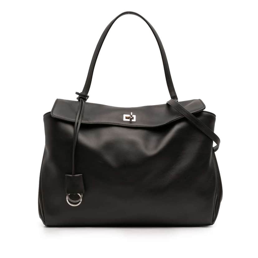 Balenciaga Large Leather Rodeo Satchel Black Leather Good condition - Front View
