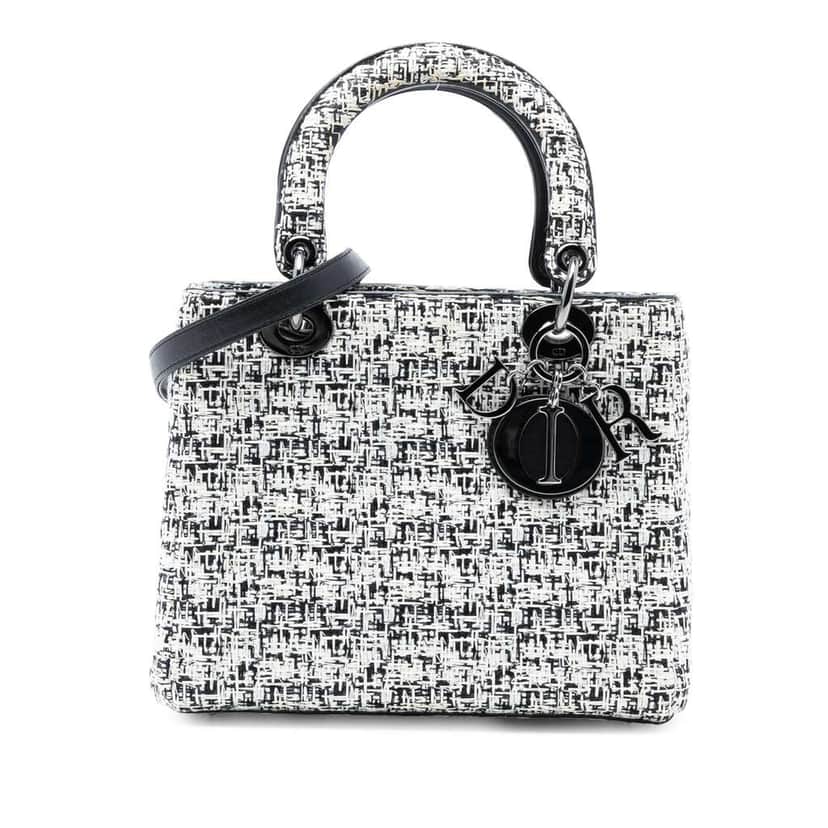 Dior Medium Tweed Lady Dior White Tweed Good condition - Front View