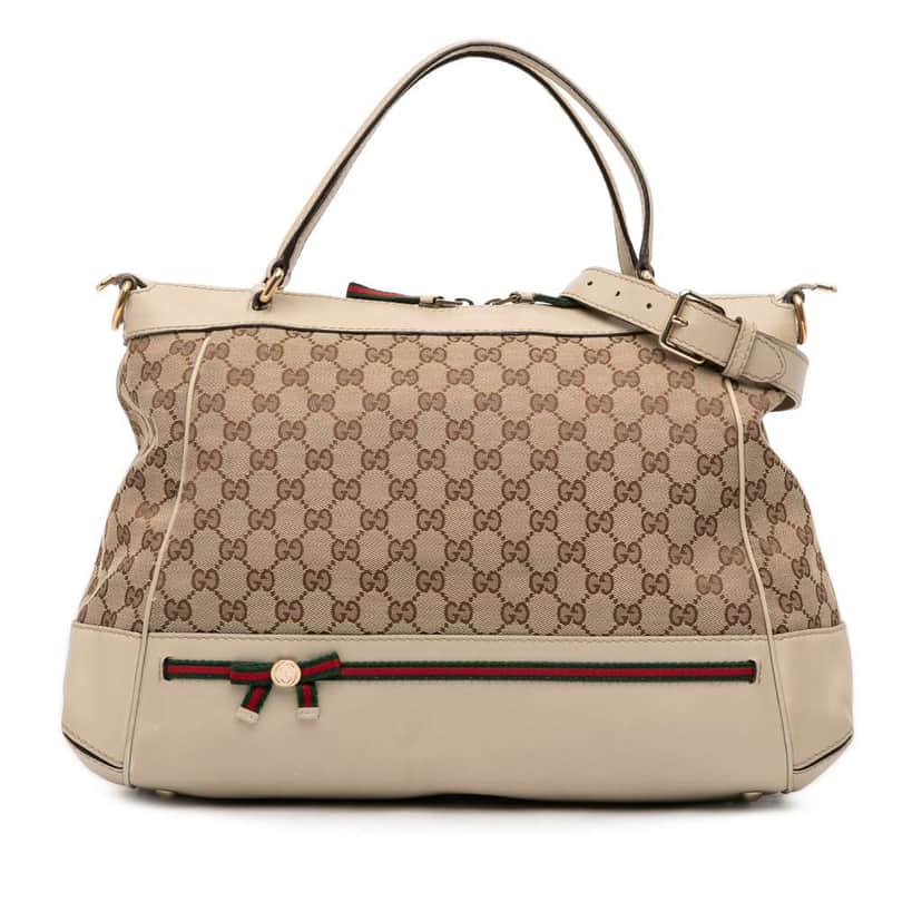 Gucci GG Canvas Web Mayfair Satchel Brown Canvas Good condition - Front View