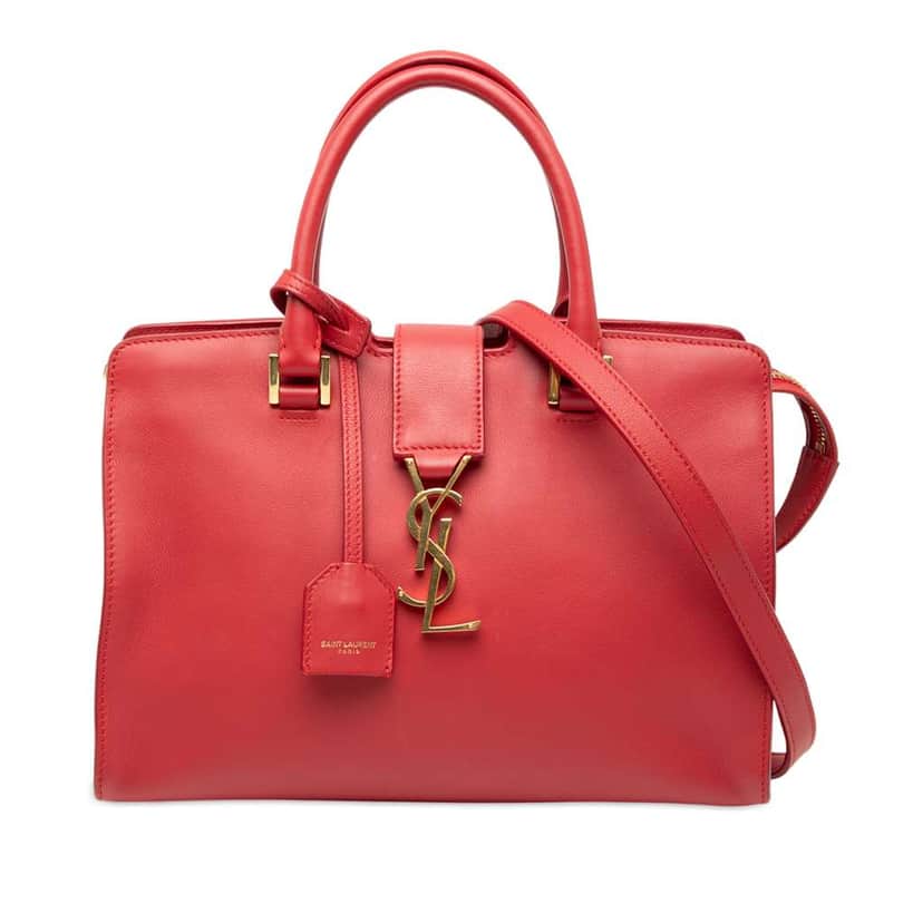Saint Laurent Baby Leather Monogram Downtown Cabas Satchel Red Leather Very good condition - Front View