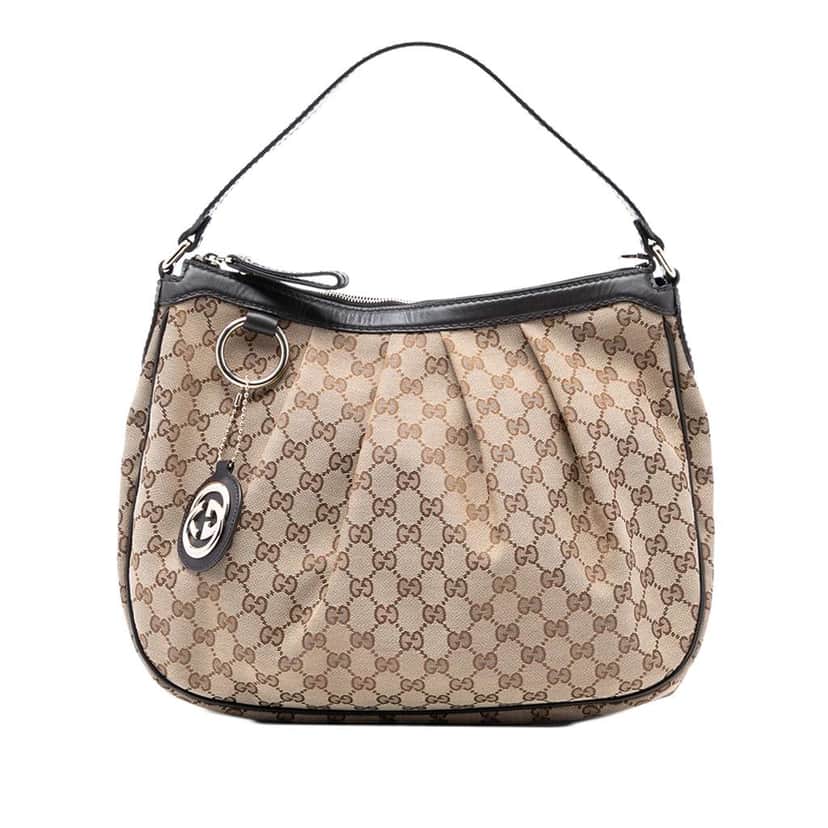 Gucci GG Canvas Sukey Shoulder Bag Brown Canvas Good condition - Front View